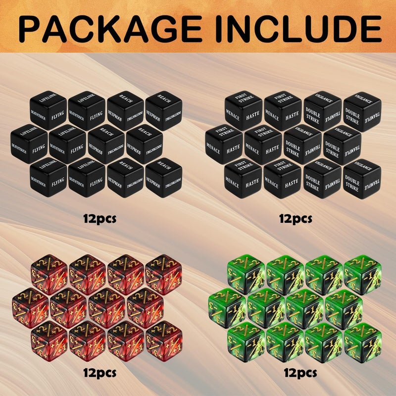 LAMJAM 48 Pieces Abilities Keywords MTG Dice Counters Plus One Life Counter Dice Bulk Creature Stats Buff Tokens Dice Set for Magic The Gathering, MTG, Card Games Accessories - Image 3